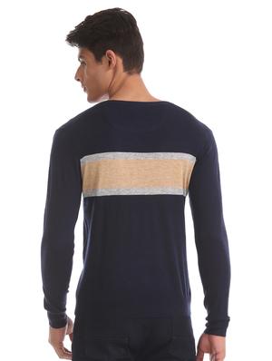 navy blue color block pullover - 17761332 - Standard Image - 3