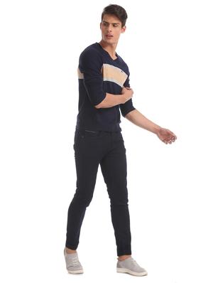 navy blue color block pullover - 17761332 - Standard Image - 4