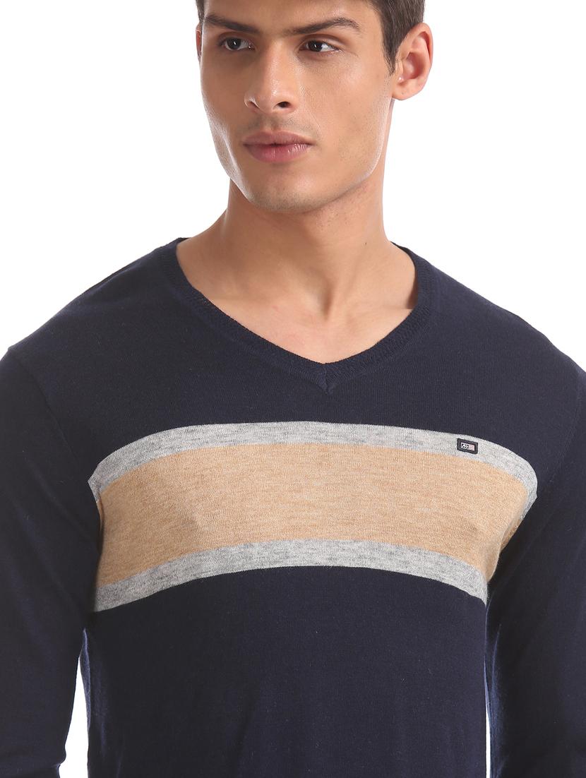 navy blue color block pullover - 17761332 - Zoom Image - 5