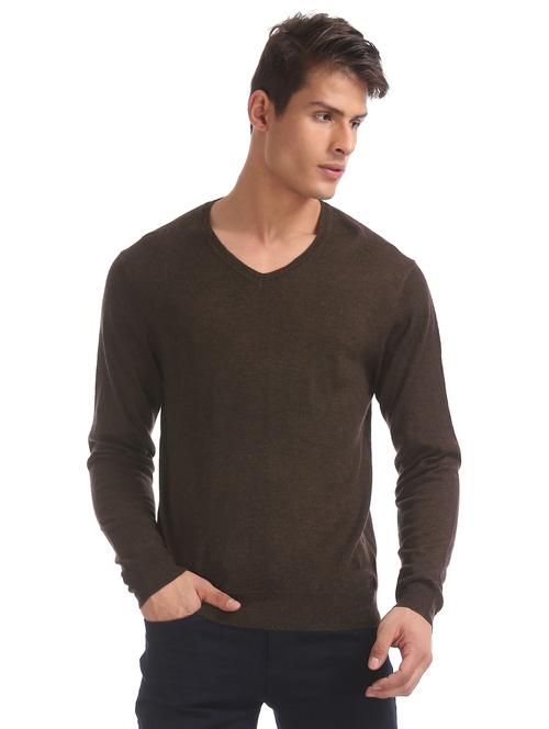 brown solid pullover - 17761389 - Standard Image - 1