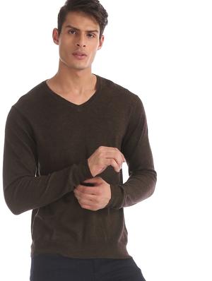 brown solid pullover - 17761389 - Standard Image - 3