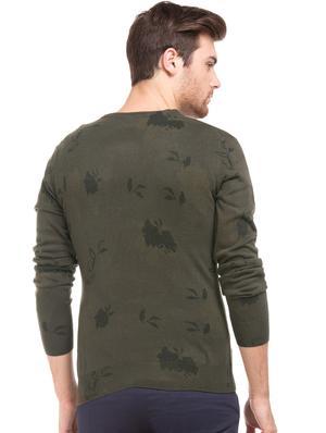 olive green printed acrylic pullover - 17761421 - Standard Image - 3