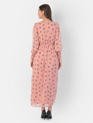 overlap neck polka dots high slit maxi dress - 17761705 - Standard Image - 3