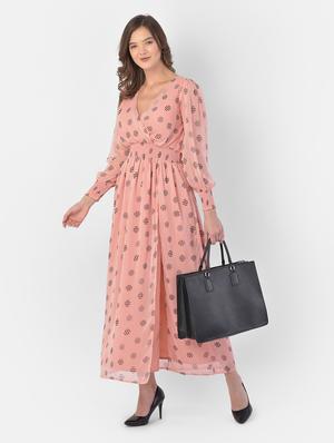 overlap neck polka dots high slit maxi dress - 17761705 - Standard Image - 5