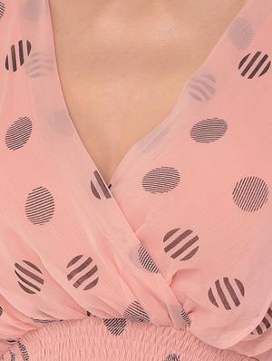 overlap neck polka dots high slit maxi dress - 17761705 - Standard Image - 6