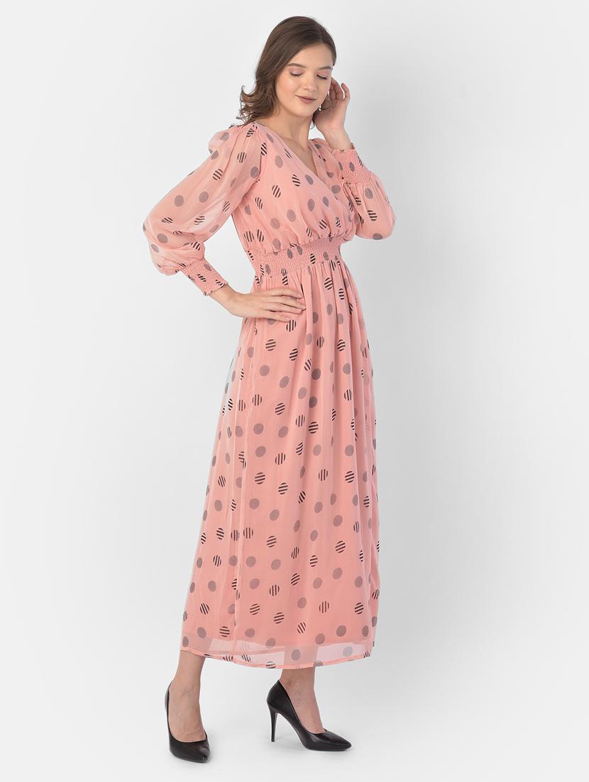 overlap neck polka dots high slit maxi dress - 17761705 - Zoom Image - 2