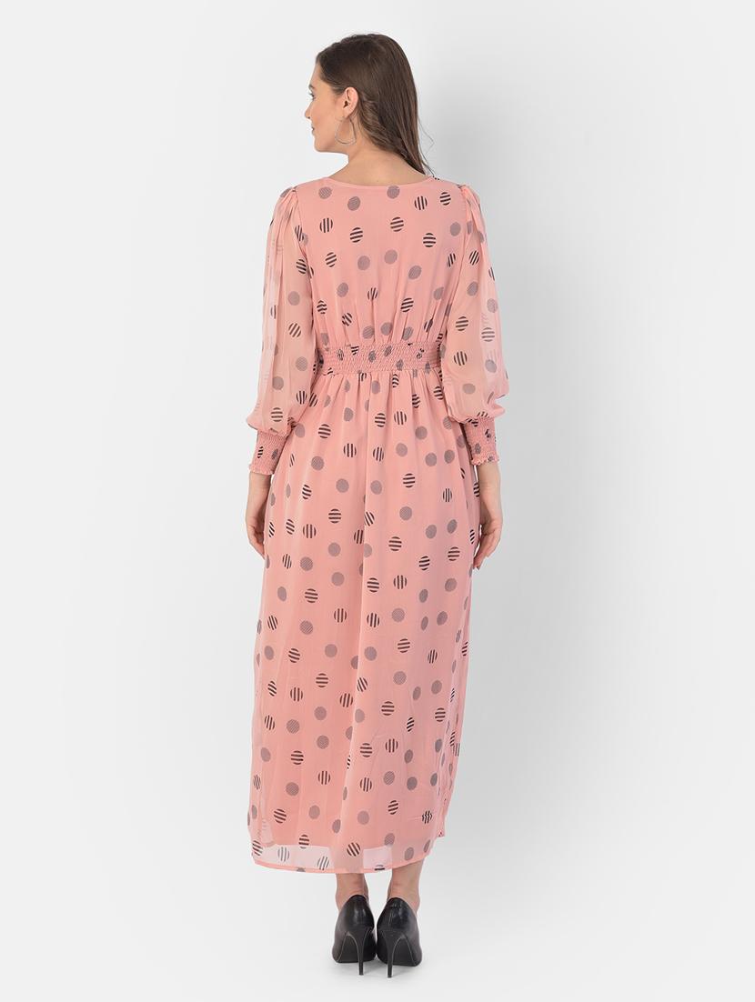 overlap neck polka dots high slit maxi dress - 17761705 - Zoom Image - 3