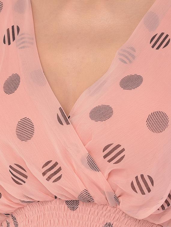 overlap neck polka dots high slit maxi dress - 17761705 - Zoom Image - 6