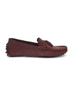 maroon suede handicraft loafers - 17761914 - Standard Image - 3