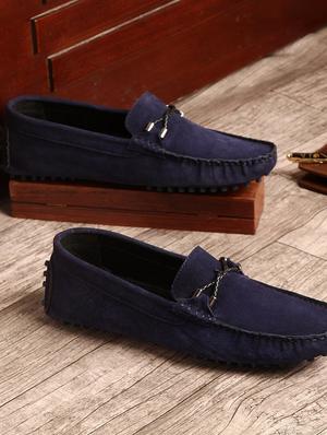 blue suede handicraft loafers - 17761920 - Standard Image - 2