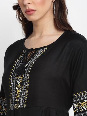 tie up neck printed a-line dress - 17762148 - Standard Image - 5