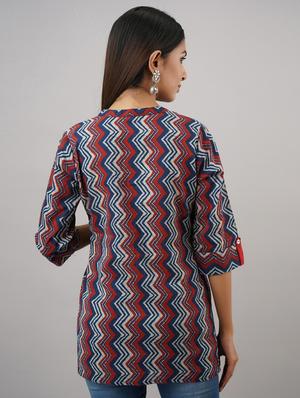 mandarin neck chevron tunic - 17763933 - Standard Image - 3