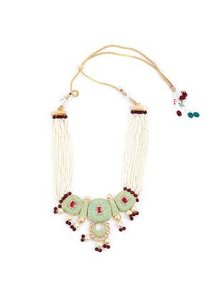 green metal long necklace - 17764179 - Standard Image - 2