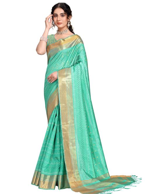 gold bordered handloom saree with blouse - 17764819 - Standard Image - 1