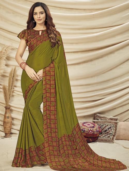 self design printed saree with blouse - 17764840 - Very Small Image - 1