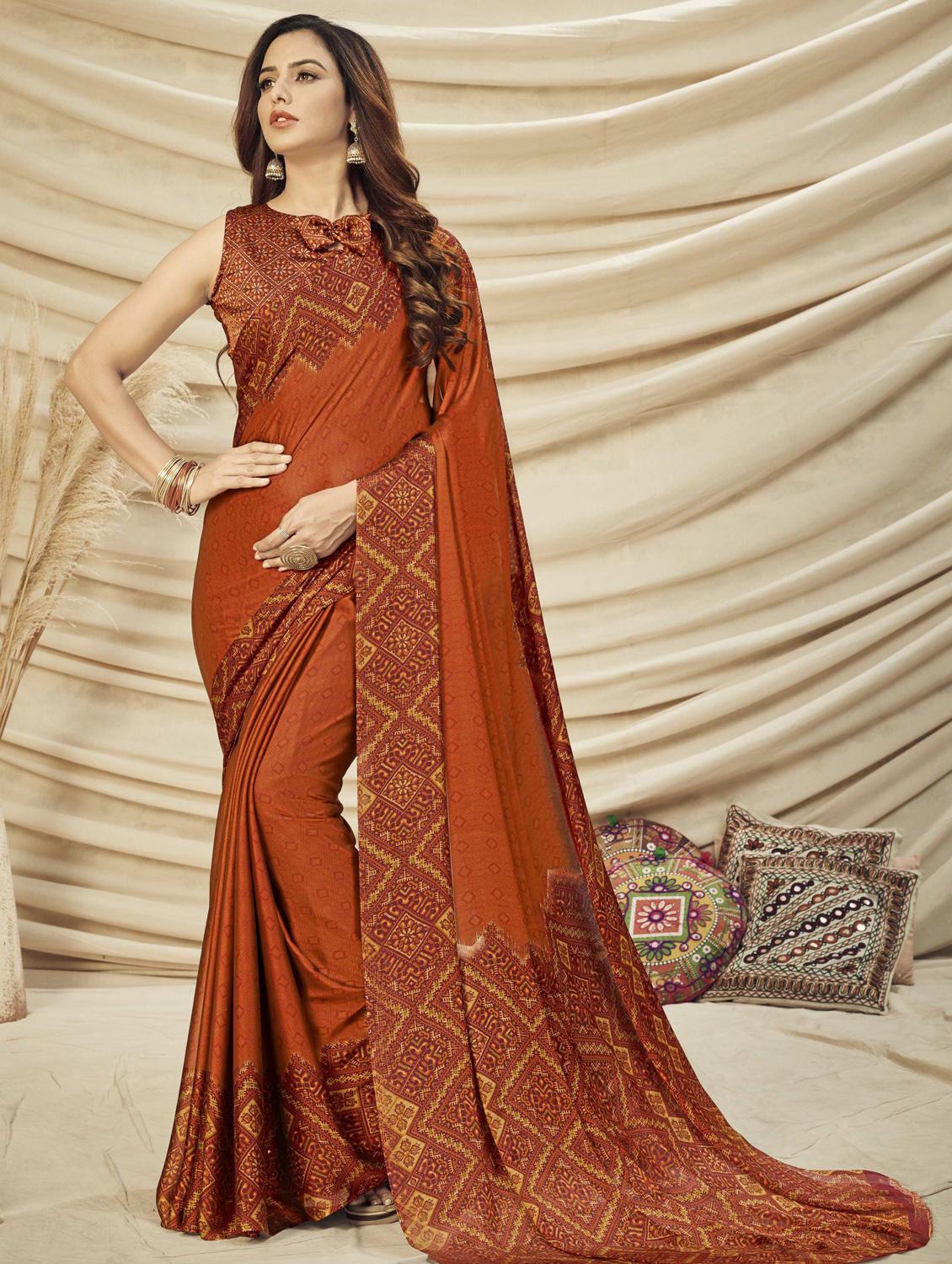 self design printed saree with blouse - 17764842 - Zoom Image - 1