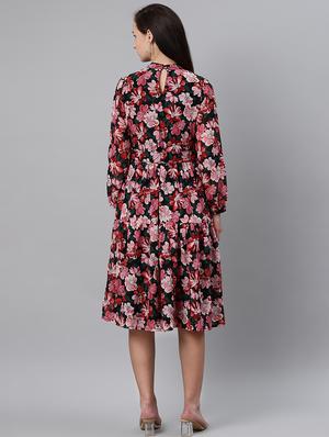 tie front floral flared dress - 17764874 - Standard Image - 3