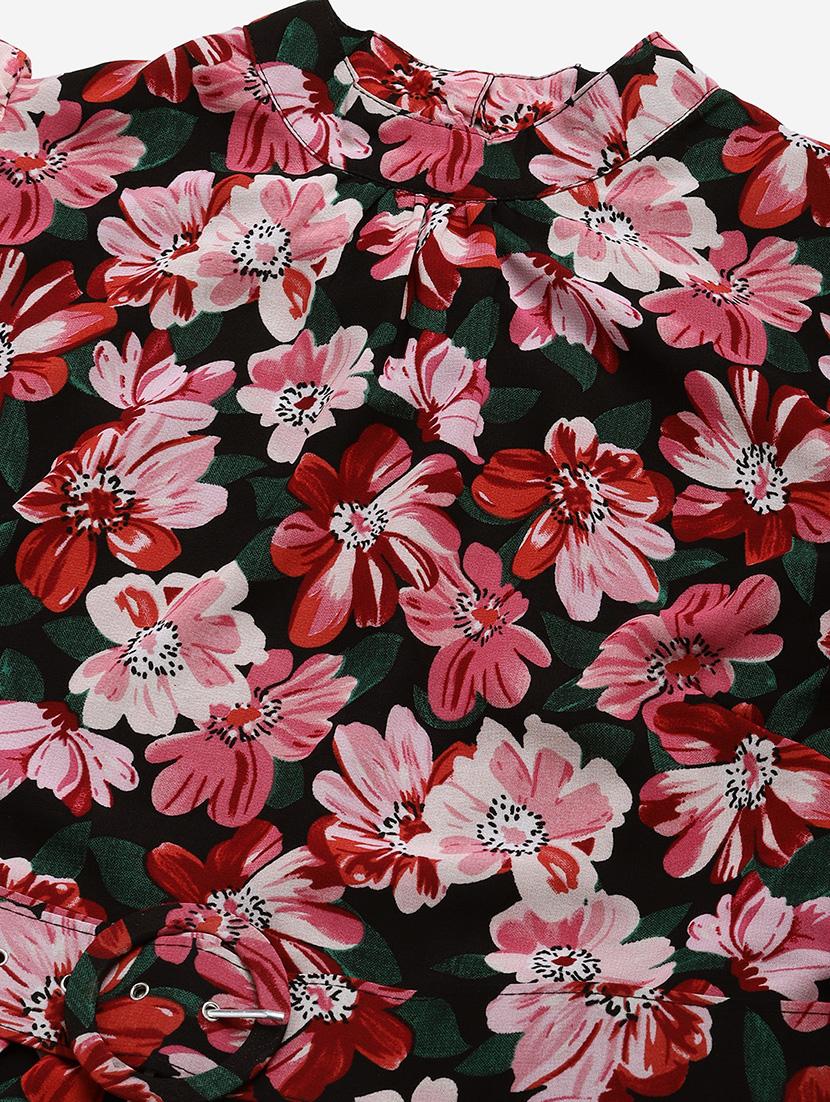 tie front floral flared dress - 17764874 - Zoom Image - 5