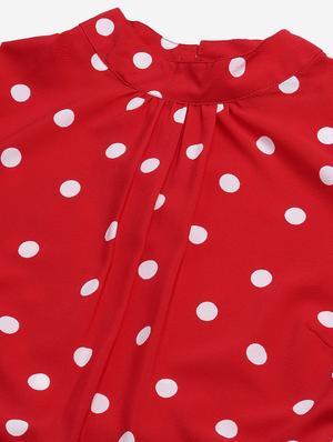 mock neck polka dot belted dress - 17764877 - Standard Image - 5