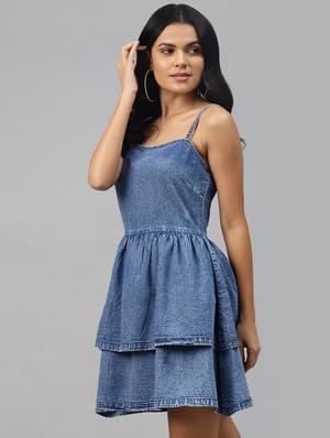 cami neck denim layered dress - 17764932 - Standard Image - 2