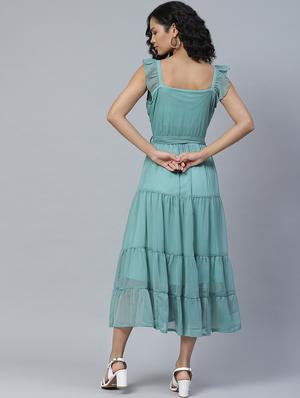 tie front solid tiered dress - 17764933 - Standard Image - 3