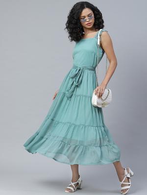 tie front solid tiered dress - 17764933 - Standard Image - 4