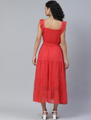 tie front solid tiered dress - 17764936 - Standard Image - 3