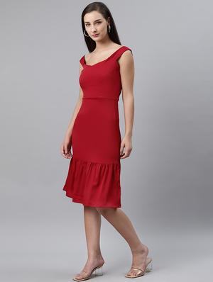 scoop neck solid a-line dress - 17764942 - Standard Image - 2