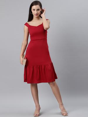 scoop neck solid a-line dress - 17764942 - Standard Image - 4