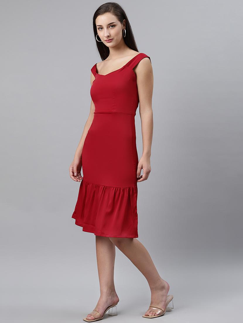 scoop neck solid a-line dress - 17764942 - Zoom Image - 2