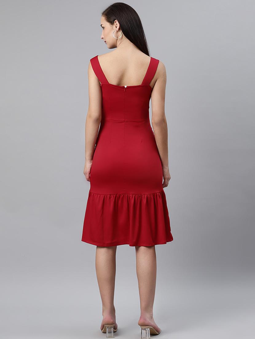 scoop neck solid a-line dress - 17764942 - Zoom Image - 3
