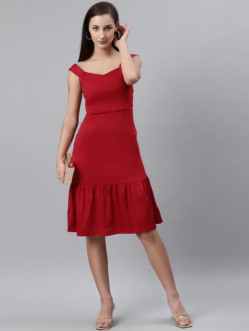 scoop neck solid a-line dress - 17764942 - Zoom Image - 4