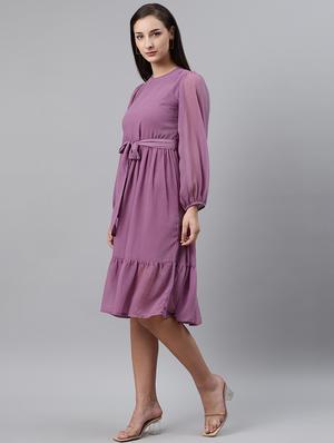 tie front solid flared dress - 17764953 - Standard Image - 2