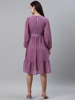 tie front solid flared dress - 17764953 - Standard Image - 3