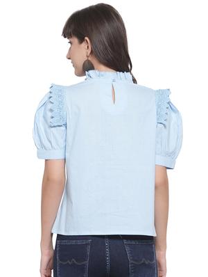 puff sleeved solid top - 17765007 - Standard Image - 3