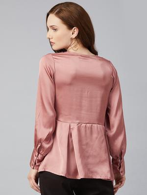 bishop sleeved solid peplum top - 17765020 - Standard Image - 3