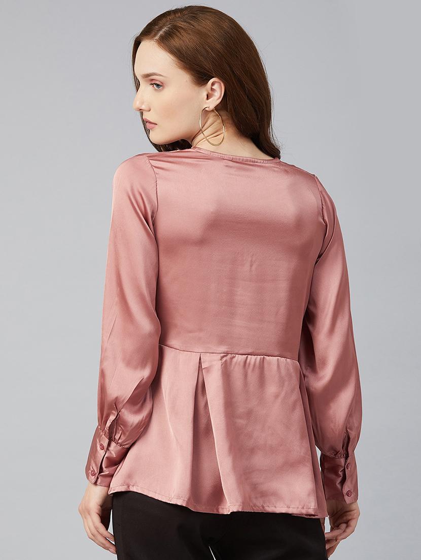 bishop sleeved solid peplum top - 17765020 - Zoom Image - 3