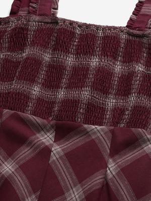 square neck checkered a-line dress - 17765052 - Standard Image - 4