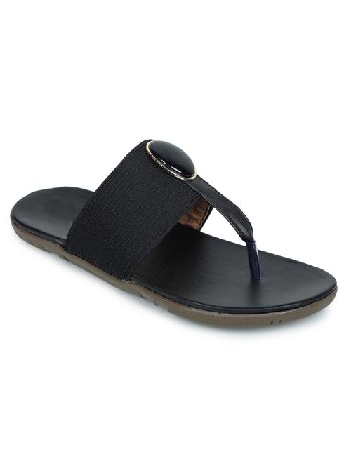 black leatherette slip on sandals - 17765073 - Standard Image - 1