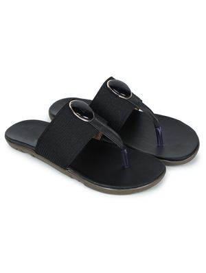 black leatherette slip on sandals - 17765073 - Standard Image - 2