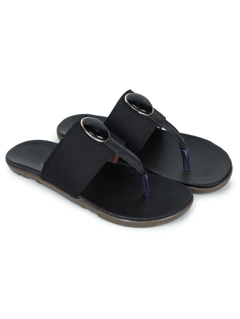 black leatherette slip on sandals - 17765073 - Zoom Image - 2