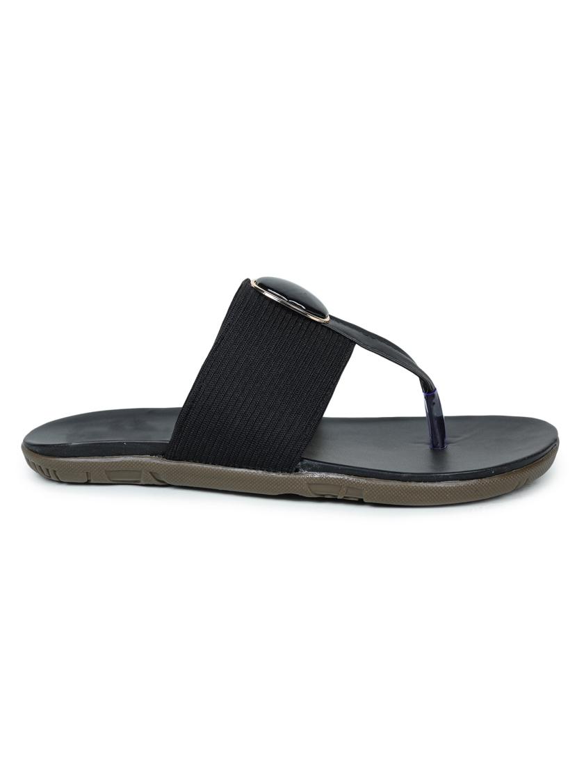 black leatherette slip on sandals - 17765073 - Zoom Image - 3