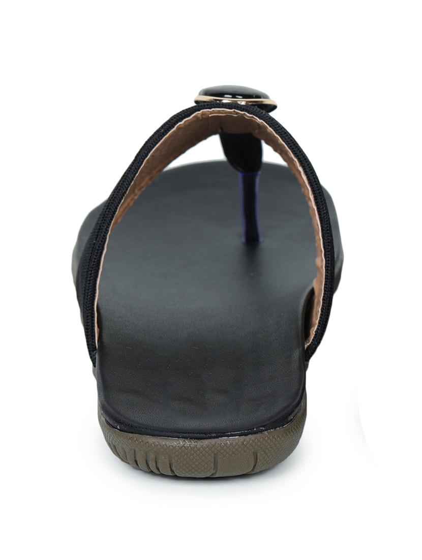 black leatherette slip on sandals - 17765073 - Zoom Image - 4