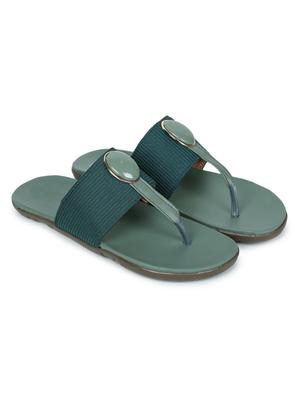 green leatherette slip on sandals - 17765074 - Standard Image - 2
