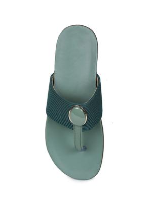 green leatherette slip on sandals - 17765074 - Standard Image - 5