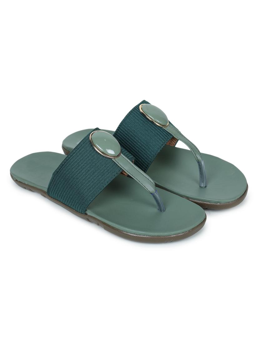green leatherette slip on sandals - 17765074 - Zoom Image - 2