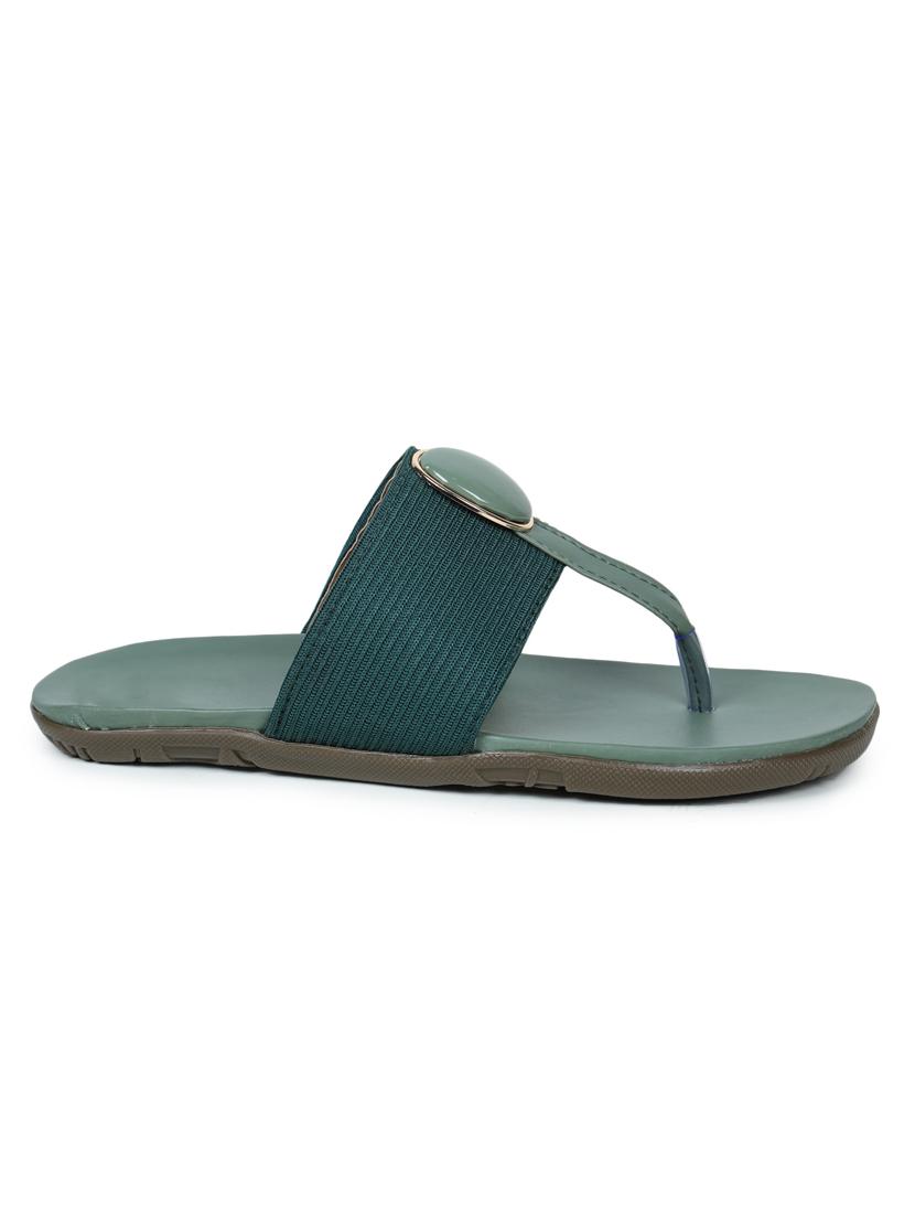 green leatherette slip on sandals - 17765074 - Zoom Image - 3