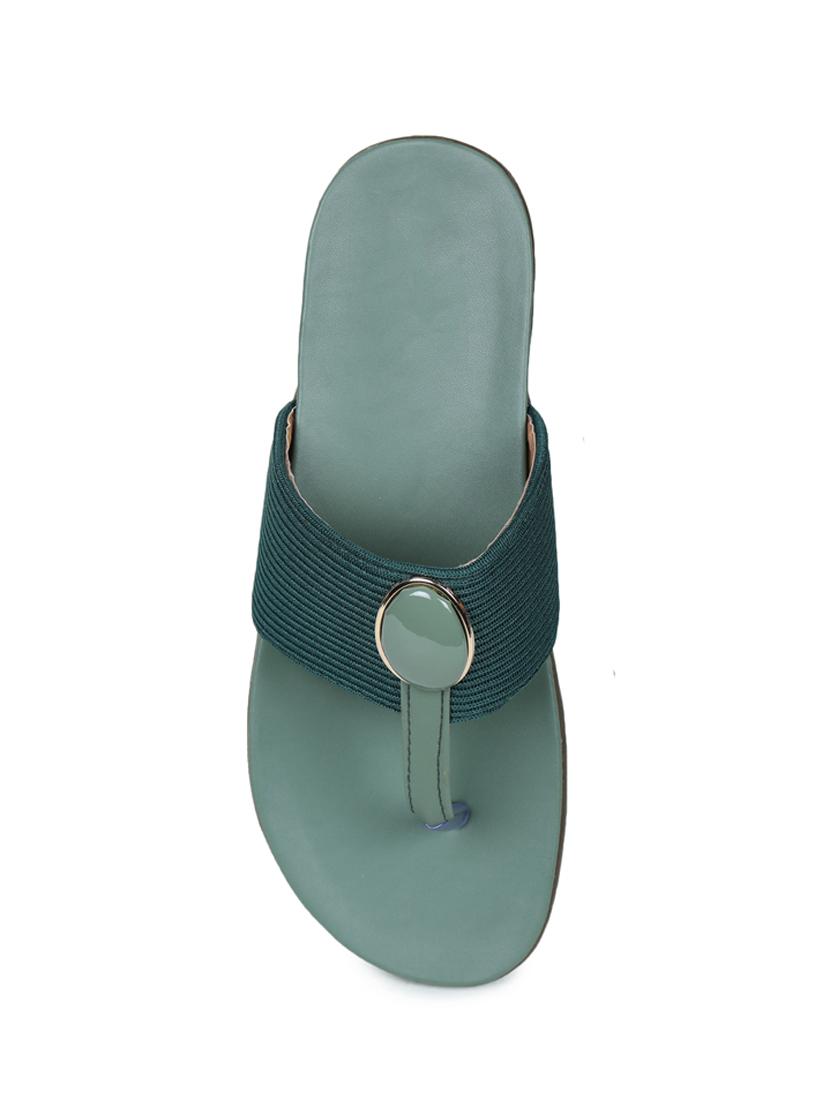 green leatherette slip on sandals - 17765074 - Zoom Image - 5