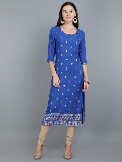 foil printed straight kurta - 17765188 - Standard Image - 1