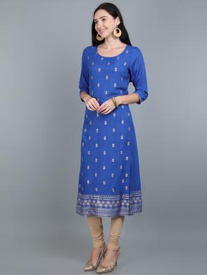 foil printed straight kurta - 17765188 - Standard Image - 2